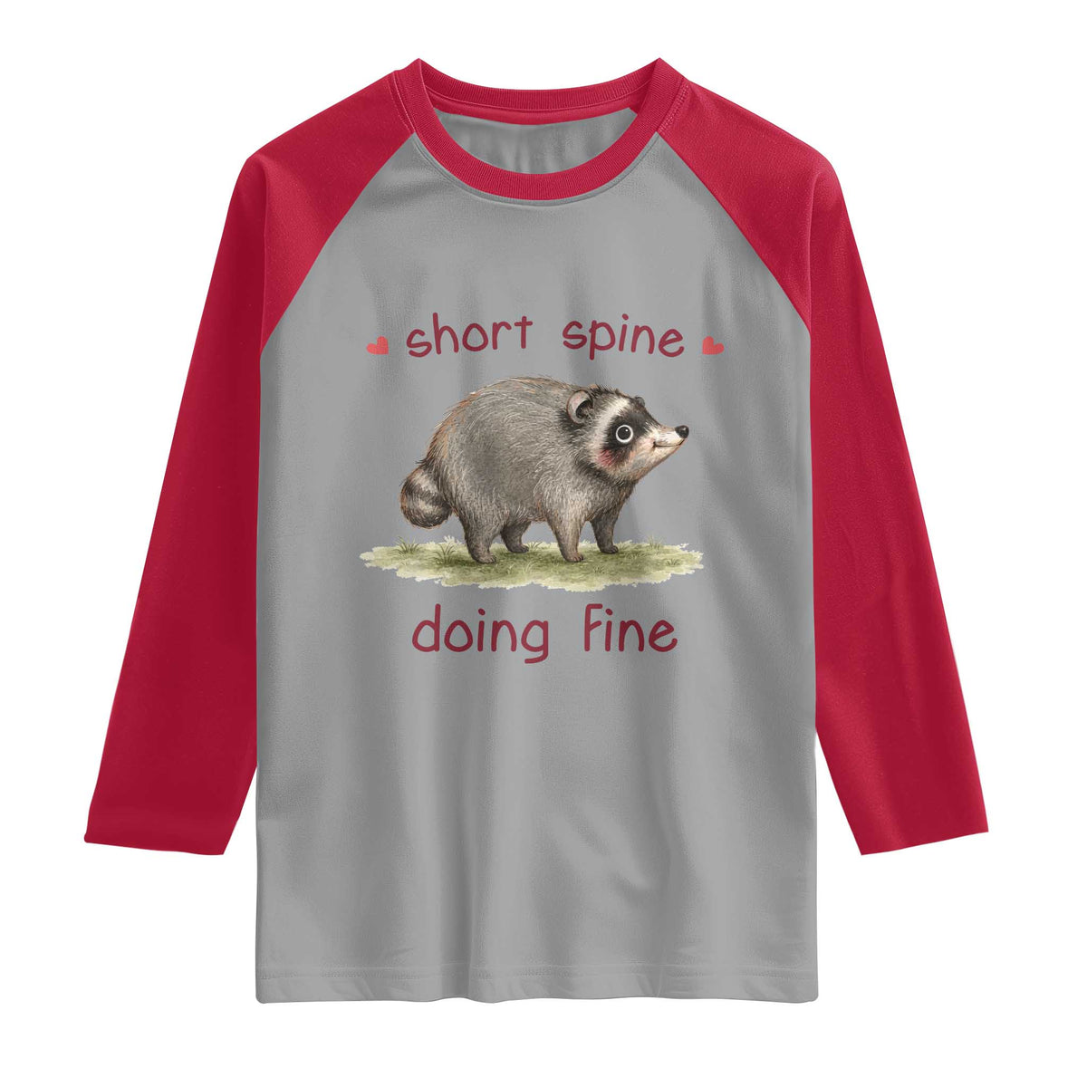 Cute Watercolor Jimothy the Raccoon Inspirational Raglan Shirt Short Spine Doing Fine Viral Seattle Trash Panda Supporter