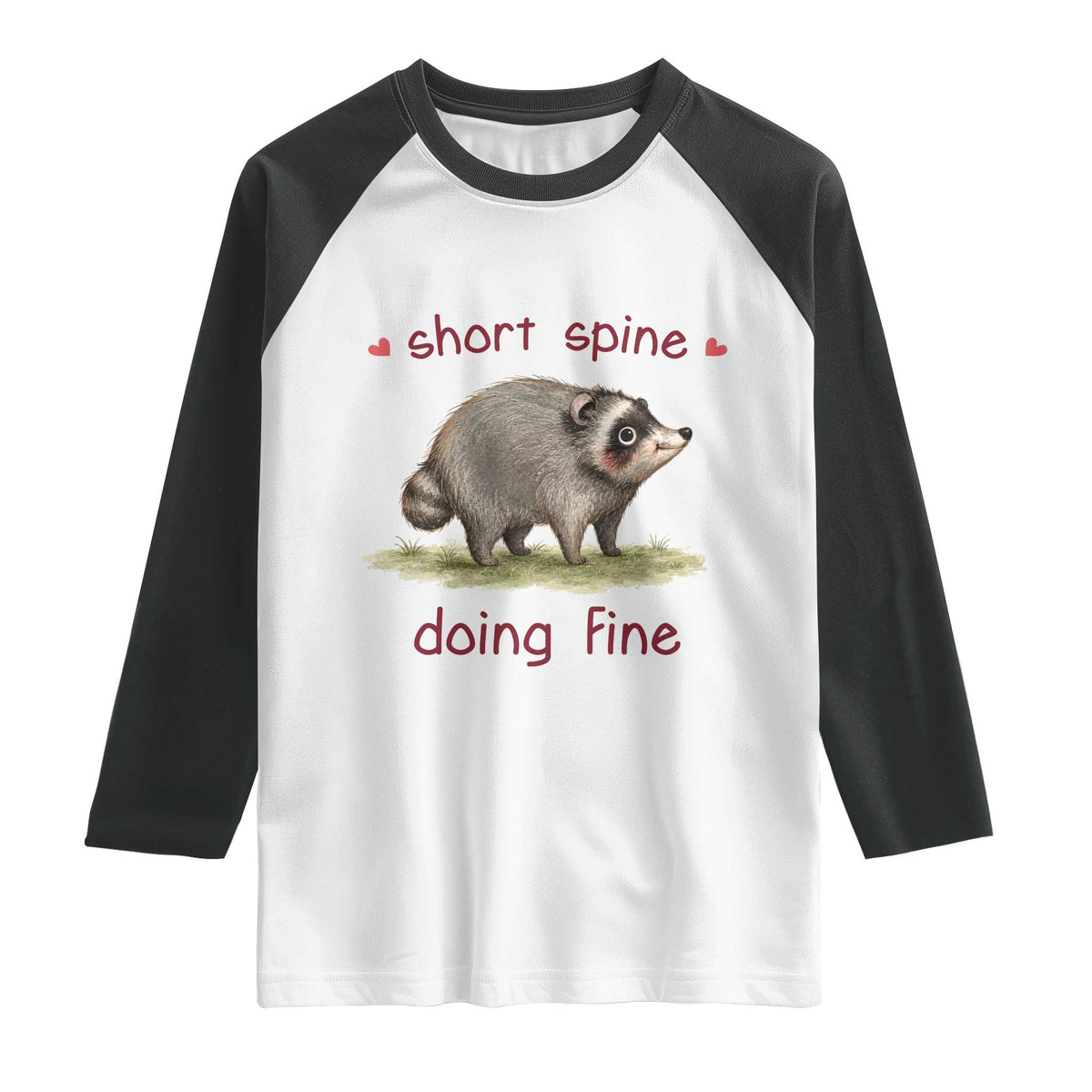 Cute Watercolor Jimothy the Raccoon Inspirational Raglan Shirt Short Spine Doing Fine Viral Seattle Trash Panda Supporter