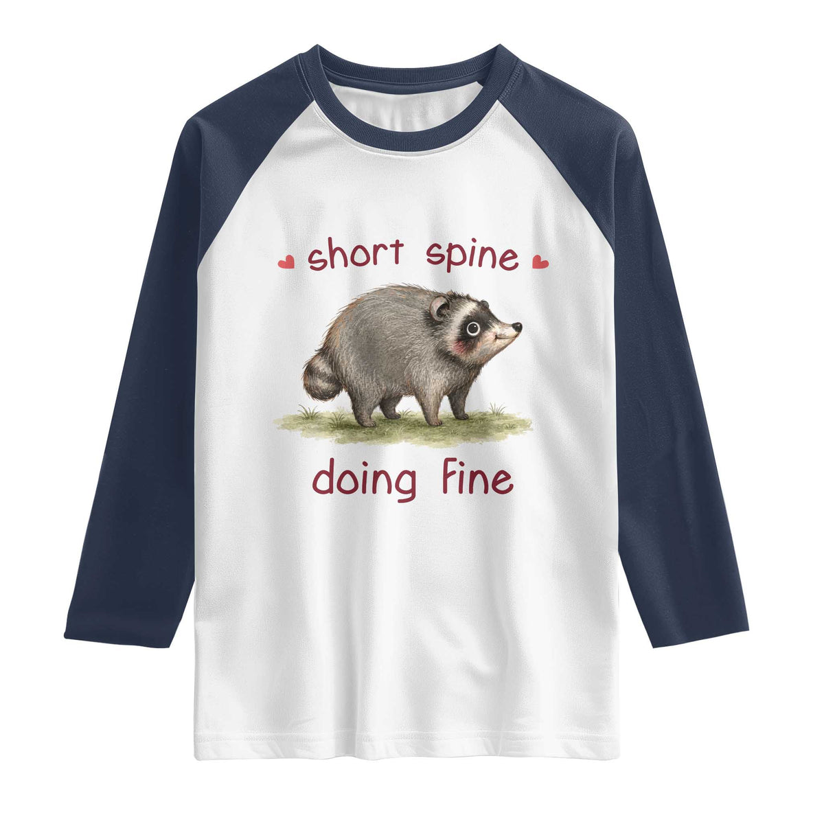 Cute Watercolor Jimothy the Raccoon Inspirational Raglan Shirt Short Spine Doing Fine Viral Seattle Trash Panda Supporter