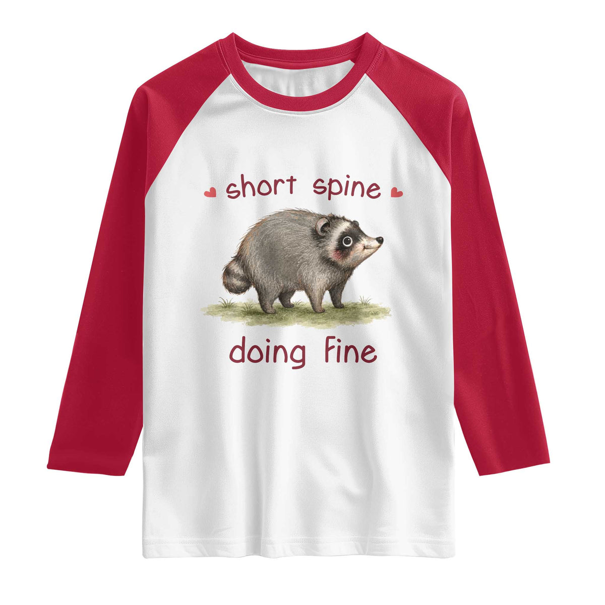 Cute Watercolor Jimothy the Raccoon Inspirational Raglan Shirt Short Spine Doing Fine Viral Seattle Trash Panda Supporter
