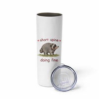 Cute Watercolor Jimothy the Raccoon Inspirational Skinny Tumbler Short Spine Doing Fine Viral Seattle Trash Panda Supporter