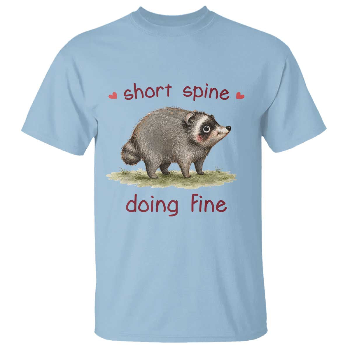 Cute Watercolor Jimothy the Raccoon Inspirational T Shirt Short Spine Doing Fine Viral Seattle Trash Panda Supporter
