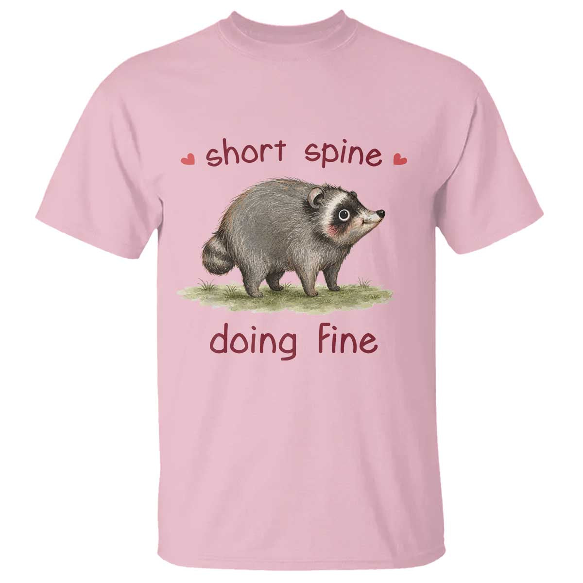 Cute Watercolor Jimothy the Raccoon Inspirational T Shirt Short Spine Doing Fine Viral Seattle Trash Panda Supporter