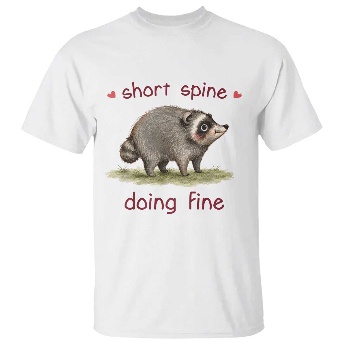 Cute Watercolor Jimothy the Raccoon Inspirational T Shirt Short Spine Doing Fine Viral Seattle Trash Panda Supporter