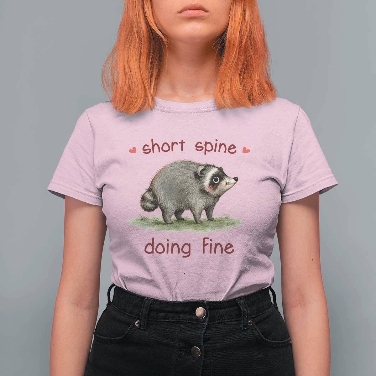 Cute Watercolor Jimothy the Raccoon Inspirational T Shirt For Women Short Spine Doing Fine Viral Seattle Trash Panda Supporter
