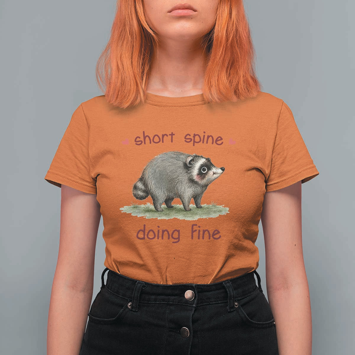 Cute Watercolor Jimothy the Raccoon Inspirational T Shirt For Women Short Spine Doing Fine Viral Seattle Trash Panda Supporter