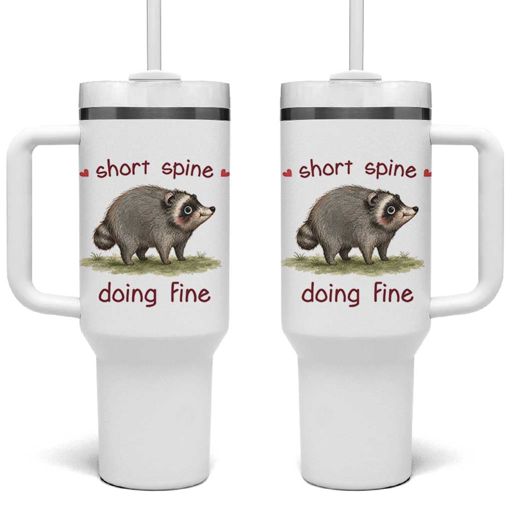 Cute Watercolor Jimothy the Raccoon Inspirational Tumbler With Handle Short Spine Doing Fine Viral Seattle Trash Panda Supporter
