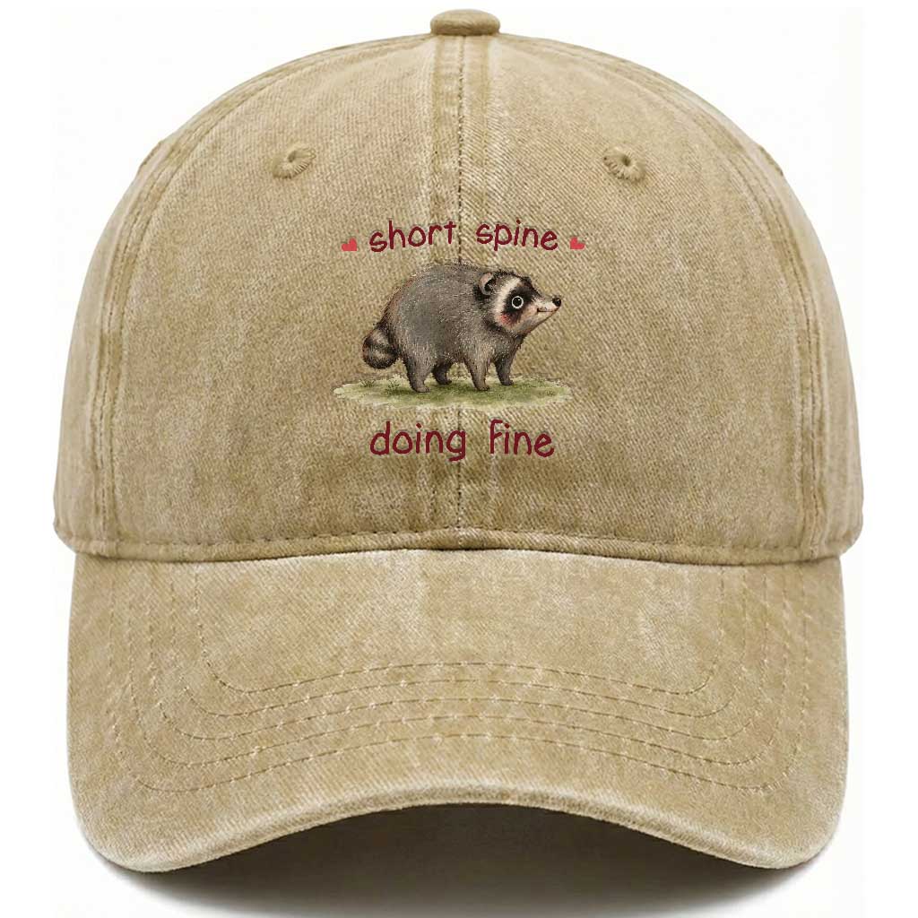 Cute Watercolor Jimothy the Raccoon Inspirational Washed Cotton Baseball Cap Short Spine Doing Fine Viral Seattle Trash Panda Supporter