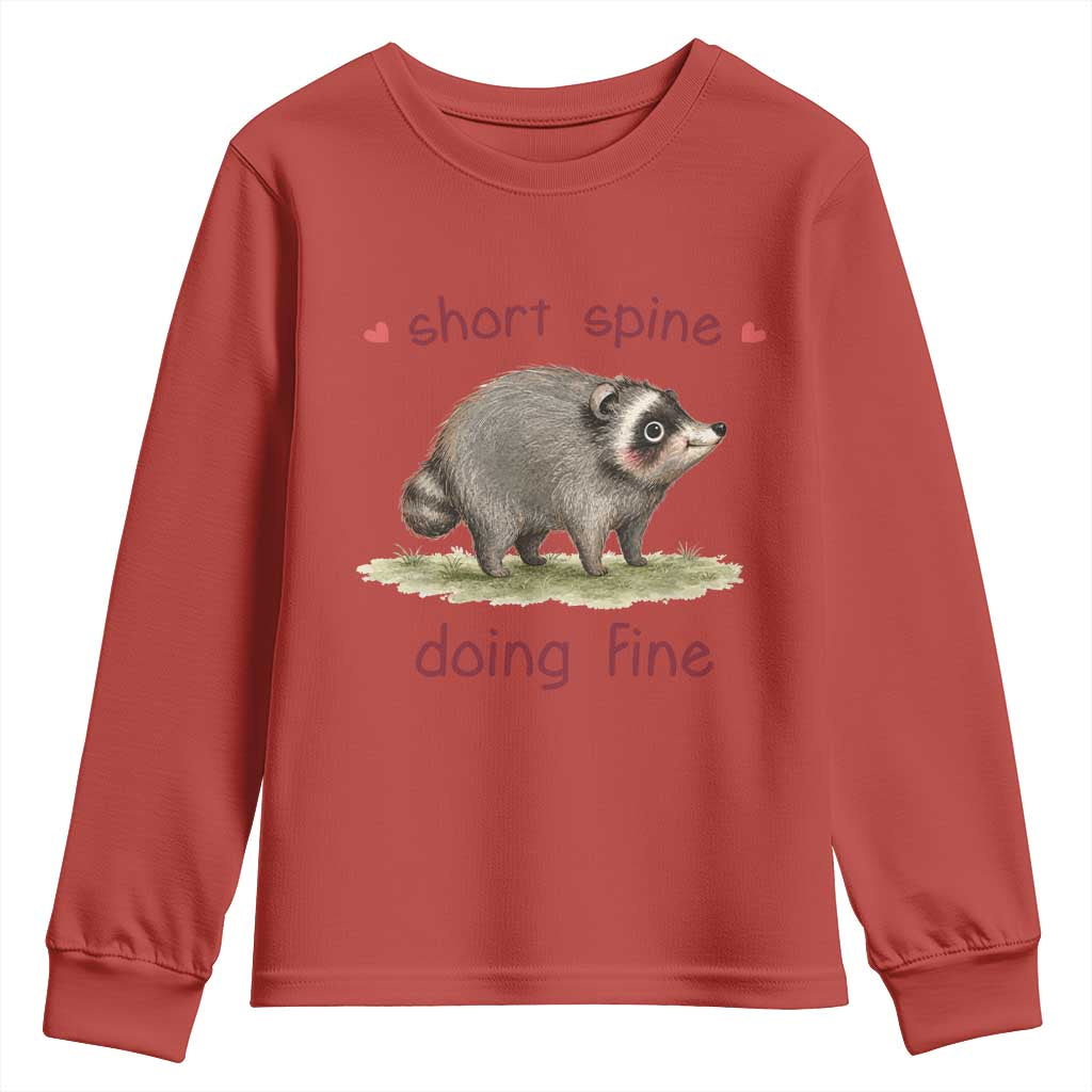 Cute Watercolor Jimothy the Raccoon Inspirational Youth Sweatshirt Short Spine Doing Fine Viral Seattle Trash Panda Supporter