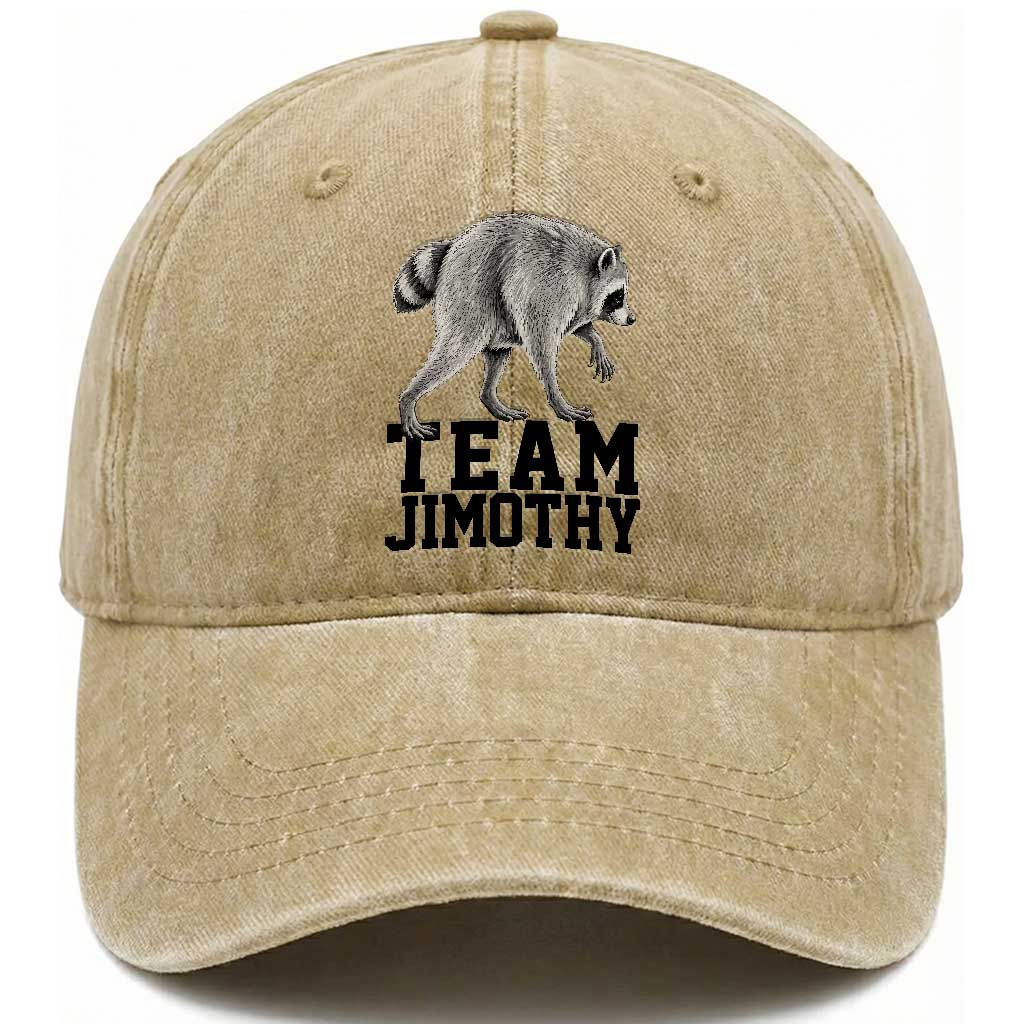 Team Jimothy Viral Seattle Raccoon Washed Cotton Baseball Cap Vintage Trash Panda Meme Graphic