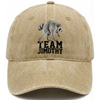 Team Jimothy Viral Seattle Raccoon Washed Cotton Baseball Cap Vintage Trash Panda Meme Graphic