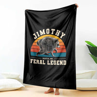 Jimothy from Seattle WA Feral Legend Raccoon Throw Blanket Viral Trash Panda Vintage Sunset Arch Graphic