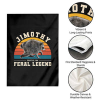 Jimothy from Seattle WA Feral Legend Raccoon Garden Flag Viral Trash Panda Vintage Sunset Arch Graphic