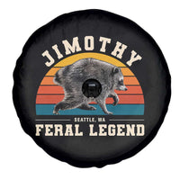 Jimothy from Seattle WA Feral Legend Raccoon Spare Tire Cover Viral Trash Panda Vintage Sunset Arch Graphic