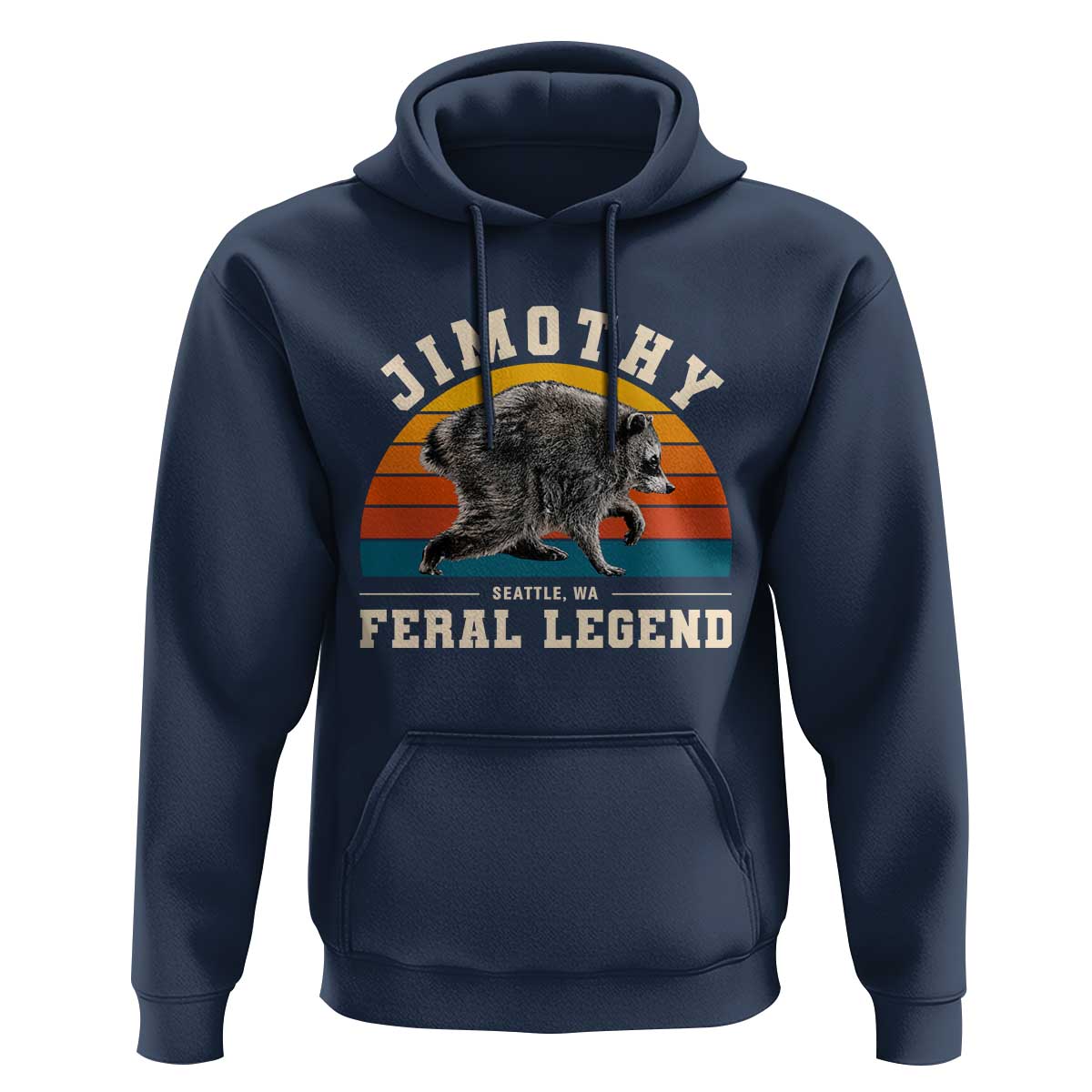 Jimothy from Seattle WA Feral Legend Raccoon Hoodie Viral Trash Panda Vintage Sunset Arch Graphic