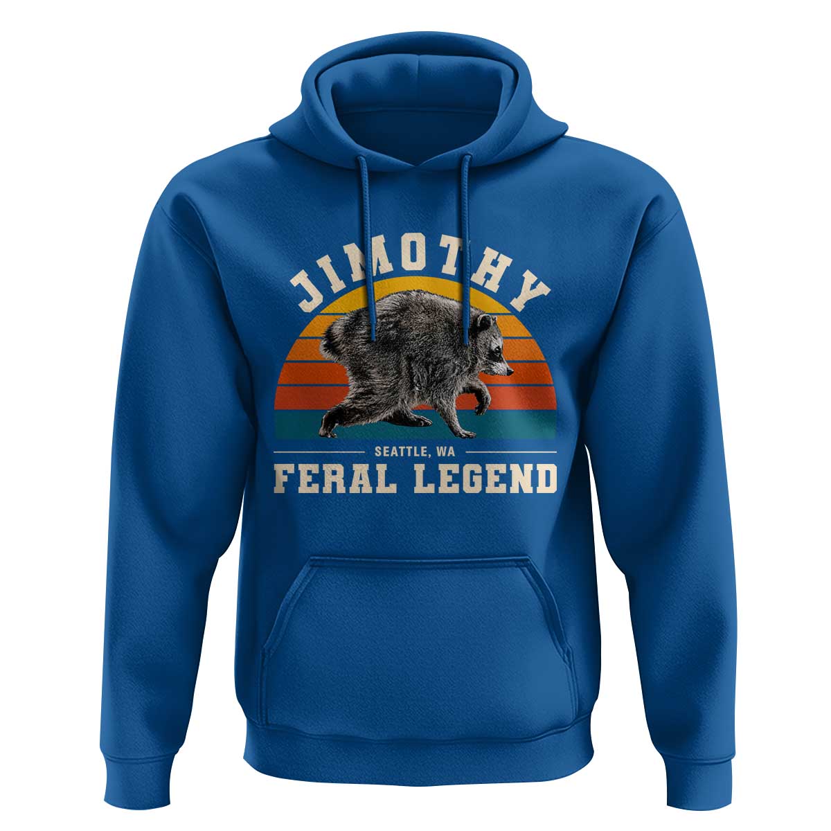 Jimothy from Seattle WA Feral Legend Raccoon Hoodie Viral Trash Panda Vintage Sunset Arch Graphic