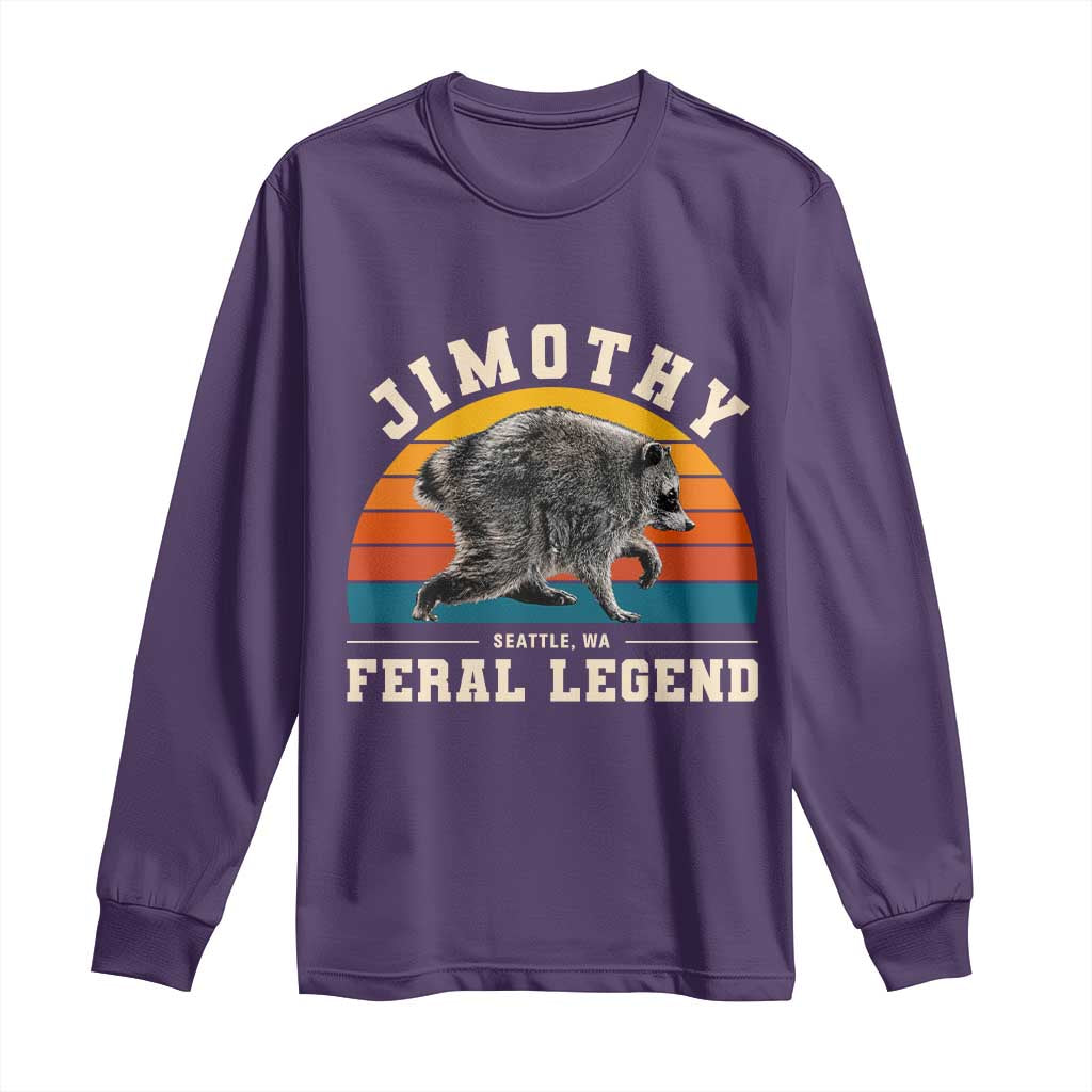 Jimothy from Seattle WA Feral Legend Raccoon Long Sleeve Shirt Viral Trash Panda Vintage Sunset Arch Graphic