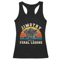 Jimothy from Seattle WA Feral Legend Raccoon Racerback Tank Top Viral Trash Panda Vintage Sunset Arch Graphic