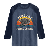 Jimothy from Seattle WA Feral Legend Raccoon Raglan Shirt Viral Trash Panda Vintage Sunset Arch Graphic