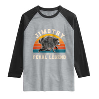 Jimothy from Seattle WA Feral Legend Raccoon Raglan Shirt Viral Trash Panda Vintage Sunset Arch Graphic