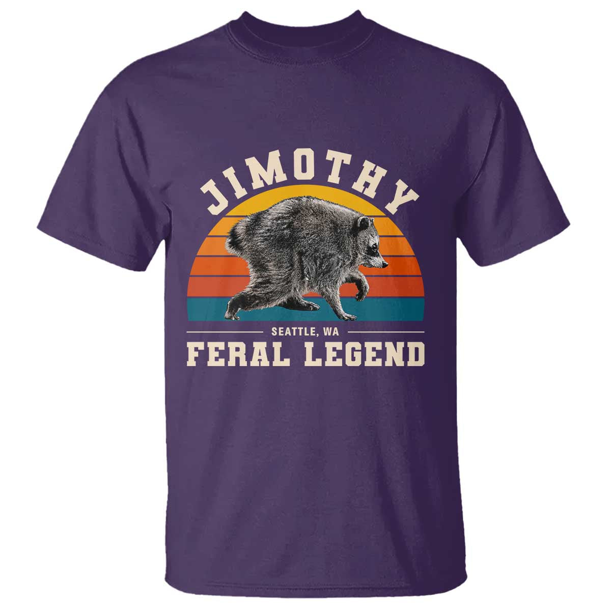 Jimothy from Seattle WA Feral Legend Raccoon T Shirt Viral Trash Panda Vintage Sunset Arch Graphic