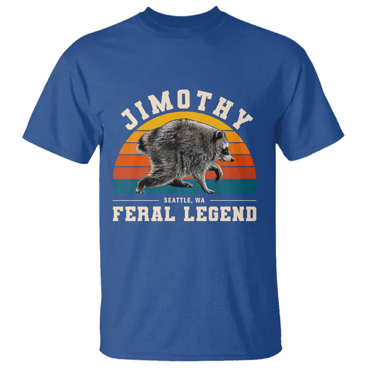 Jimothy from Seattle WA Feral Legend Raccoon T Shirt Viral Trash Panda Vintage Sunset Arch Graphic