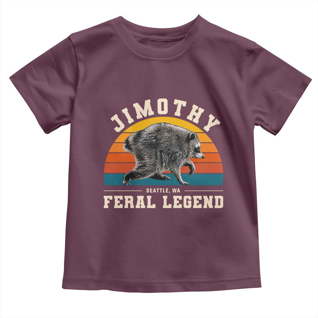 Jimothy from Seattle WA Feral Legend Raccoon Toddler T Shirt Viral Trash Panda Vintage Sunset Arch Graphic