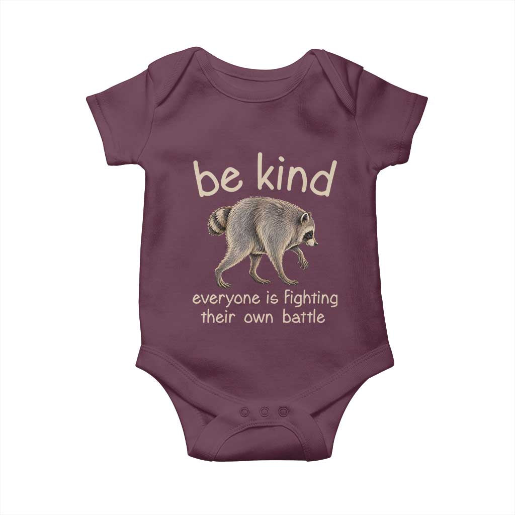 Jimothy the Raccoon Short Spine Inspirational Baby Onesie Be Kind Everyone Is Fighting Their Own Battle Seattle Trash Panda Legend