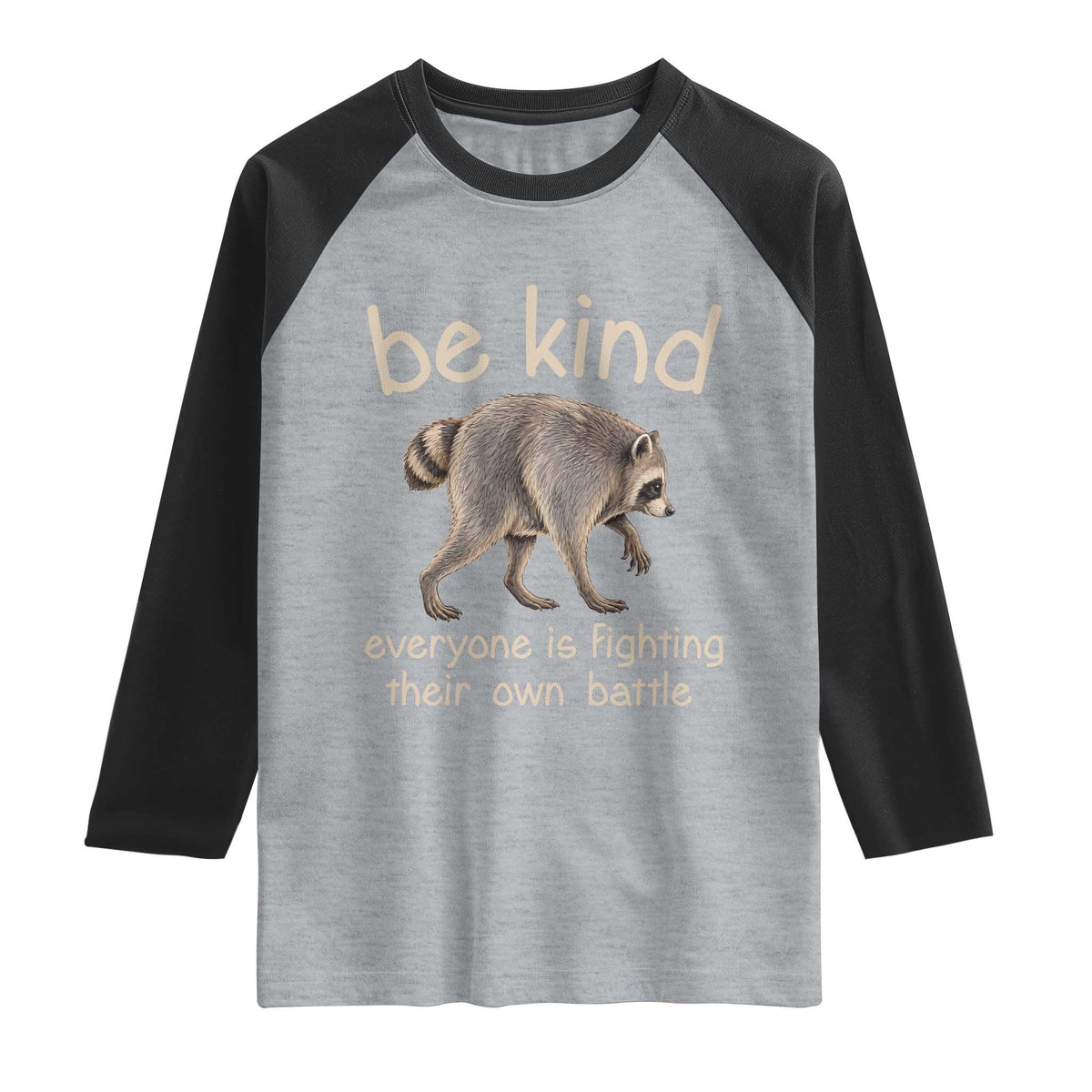 Jimothy the Raccoon Short Spine Inspirational Raglan Shirt Be Kind Everyone Is Fighting Their Own Battle Seattle Trash Panda Legend