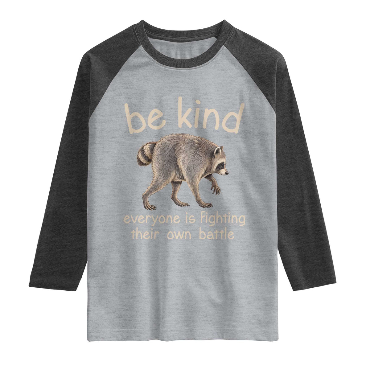 Jimothy the Raccoon Short Spine Inspirational Raglan Shirt Be Kind Everyone Is Fighting Their Own Battle Seattle Trash Panda Legend