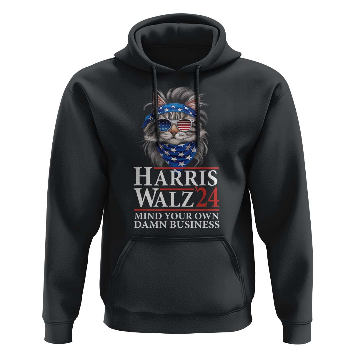 Funny Harris Waltz 24 Hoodie Mind Your Own Damn Business Cat Lady - Wonder Print Shop