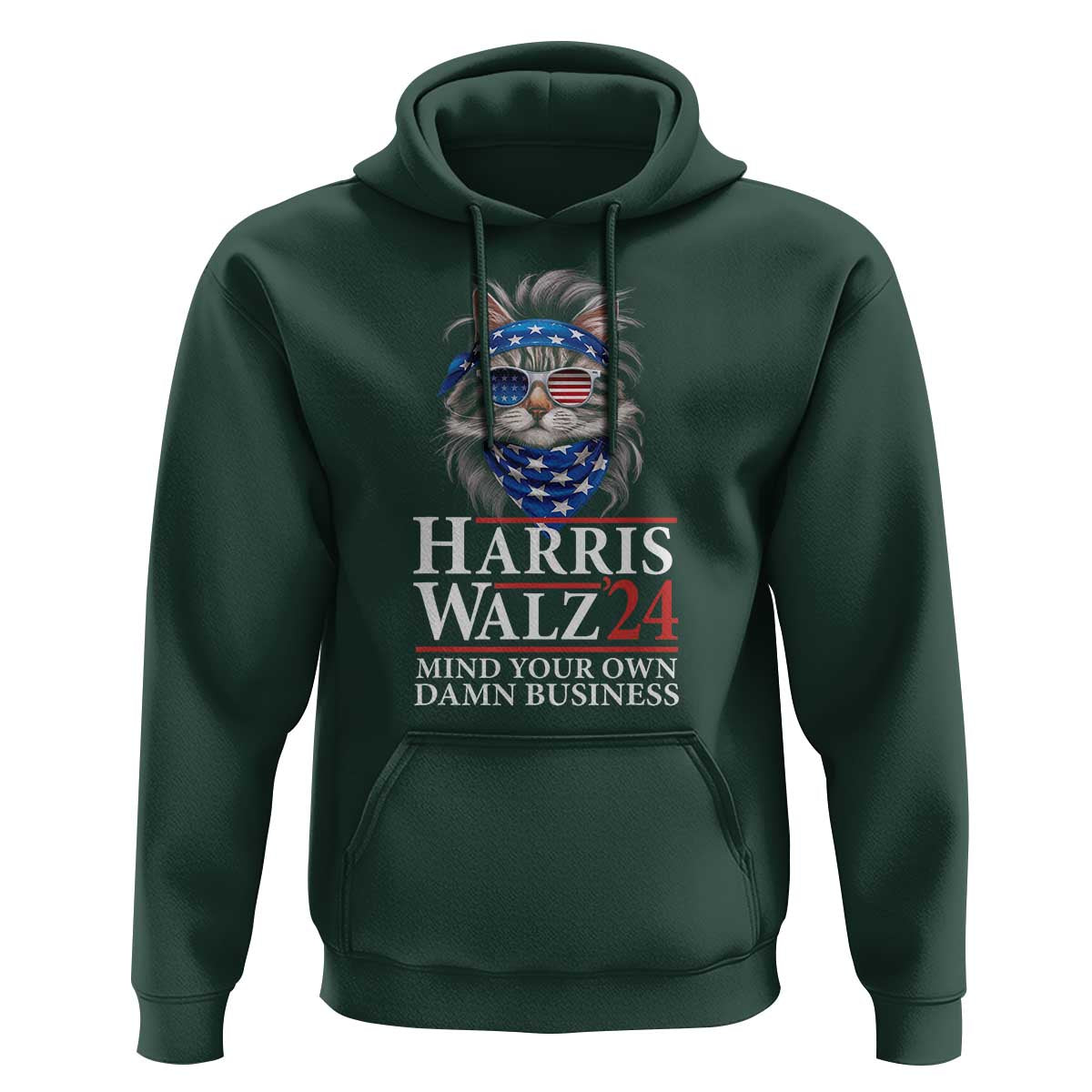 Funny Harris Waltz 24 Hoodie Mind Your Own Damn Business Cat Lady - Wonder Print Shop
