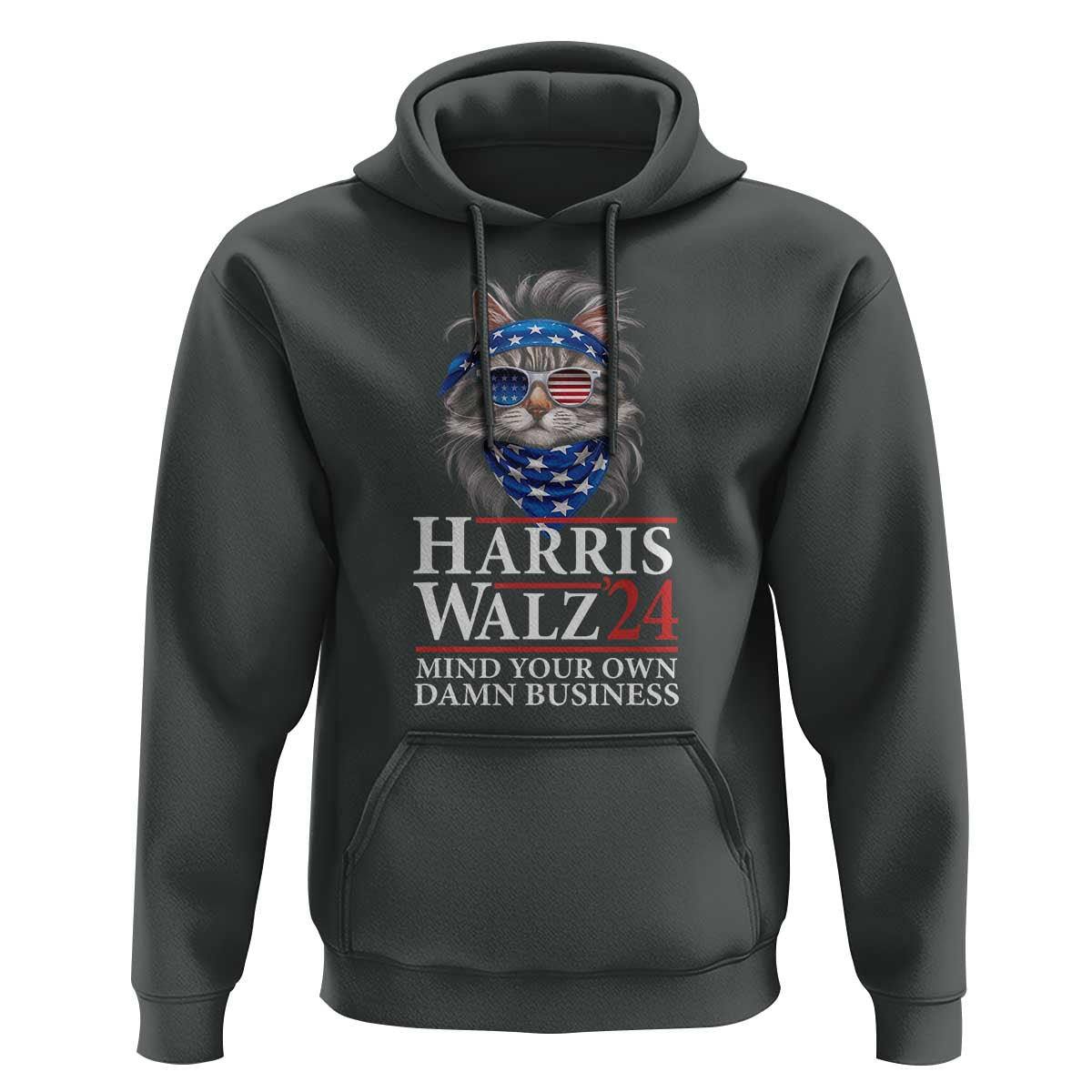 Funny Harris Waltz 24 Hoodie Mind Your Own Damn Business Cat Lady - Wonder Print Shop