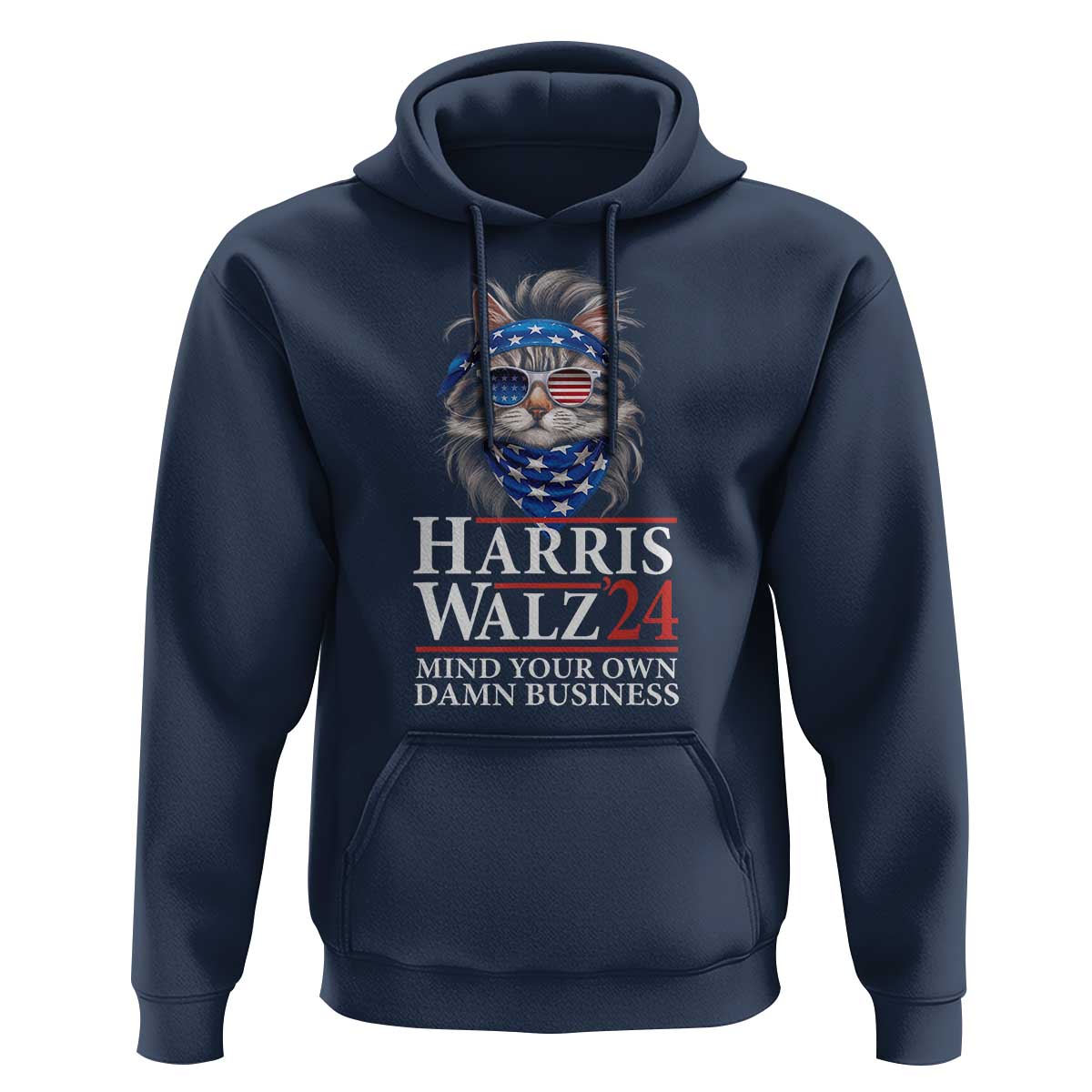 Funny Harris Waltz 24 Hoodie Mind Your Own Damn Business Cat Lady - Wonder Print Shop