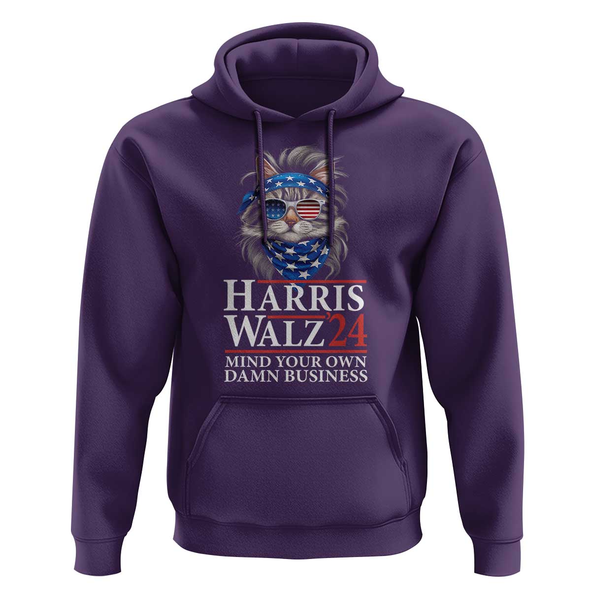 Funny Harris Waltz 24 Hoodie Mind Your Own Damn Business Cat Lady - Wonder Print Shop