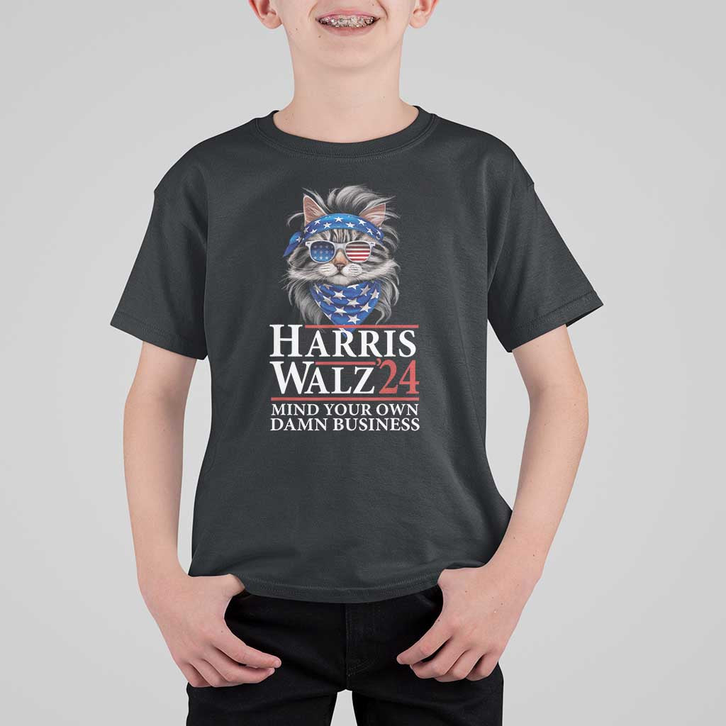 Funny Harris Waltz 24 T Shirt For Kid Mind Your Own Damn Business Cat Lady - Wonder Print Shop