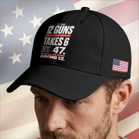 Funny 2A Math Word Problem Pro Gun Rights Baseball Cap 47 Guns Left Because I Lied About Having 12
