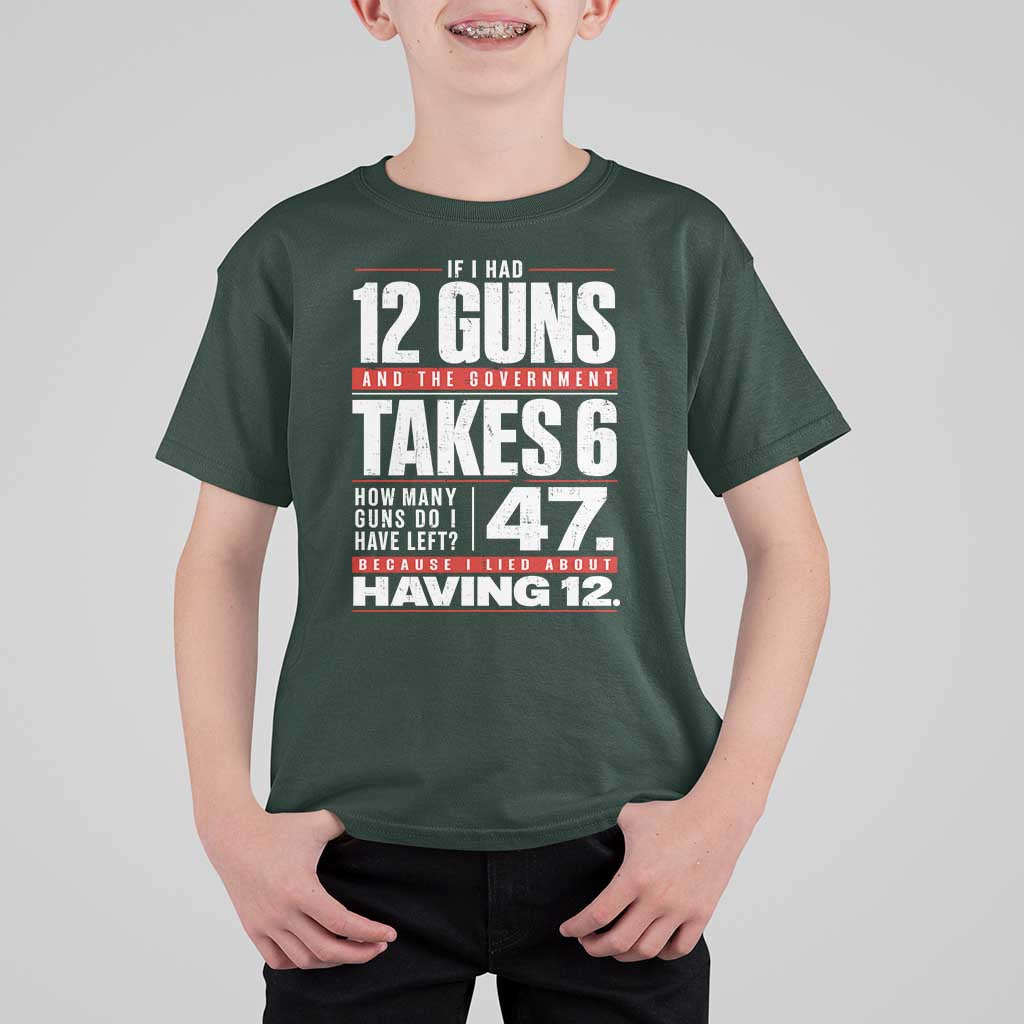 Funny 2A Math Word Problem Pro Gun Rights T Shirt For Kid 47 Guns Left Because I Lied About Having 12