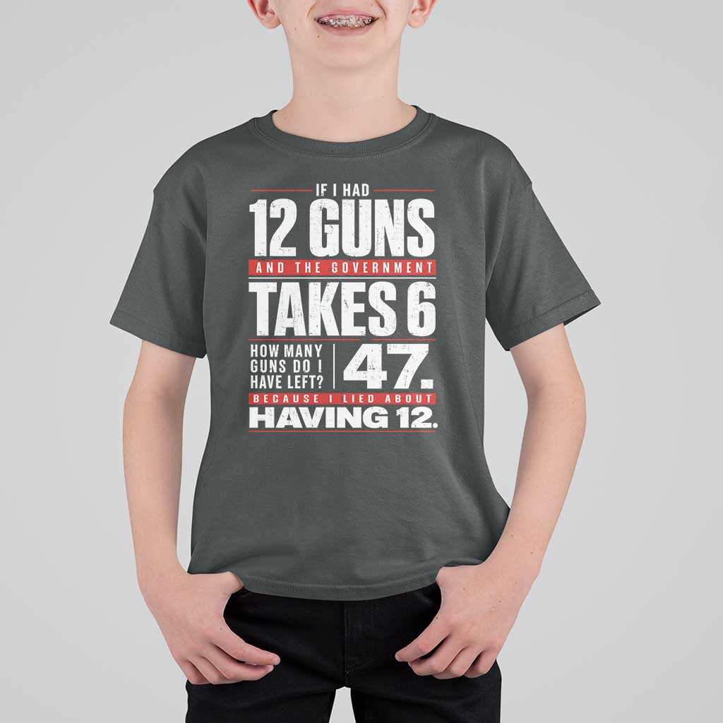 Funny 2A Math Word Problem Pro Gun Rights T Shirt For Kid 47 Guns Left Because I Lied About Having 12