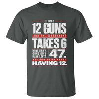 Funny 2A Math Word Problem Pro Gun Rights T Shirt 47 Guns Left Because I Lied About Having 12