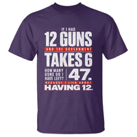 Funny 2A Math Word Problem Pro Gun Rights T Shirt 47 Guns Left Because I Lied About Having 12