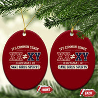 Save Girls Sports XX Does Not Equal XY Ceramic Ornament Biological Science Vintage Varsity Athletic Graphic