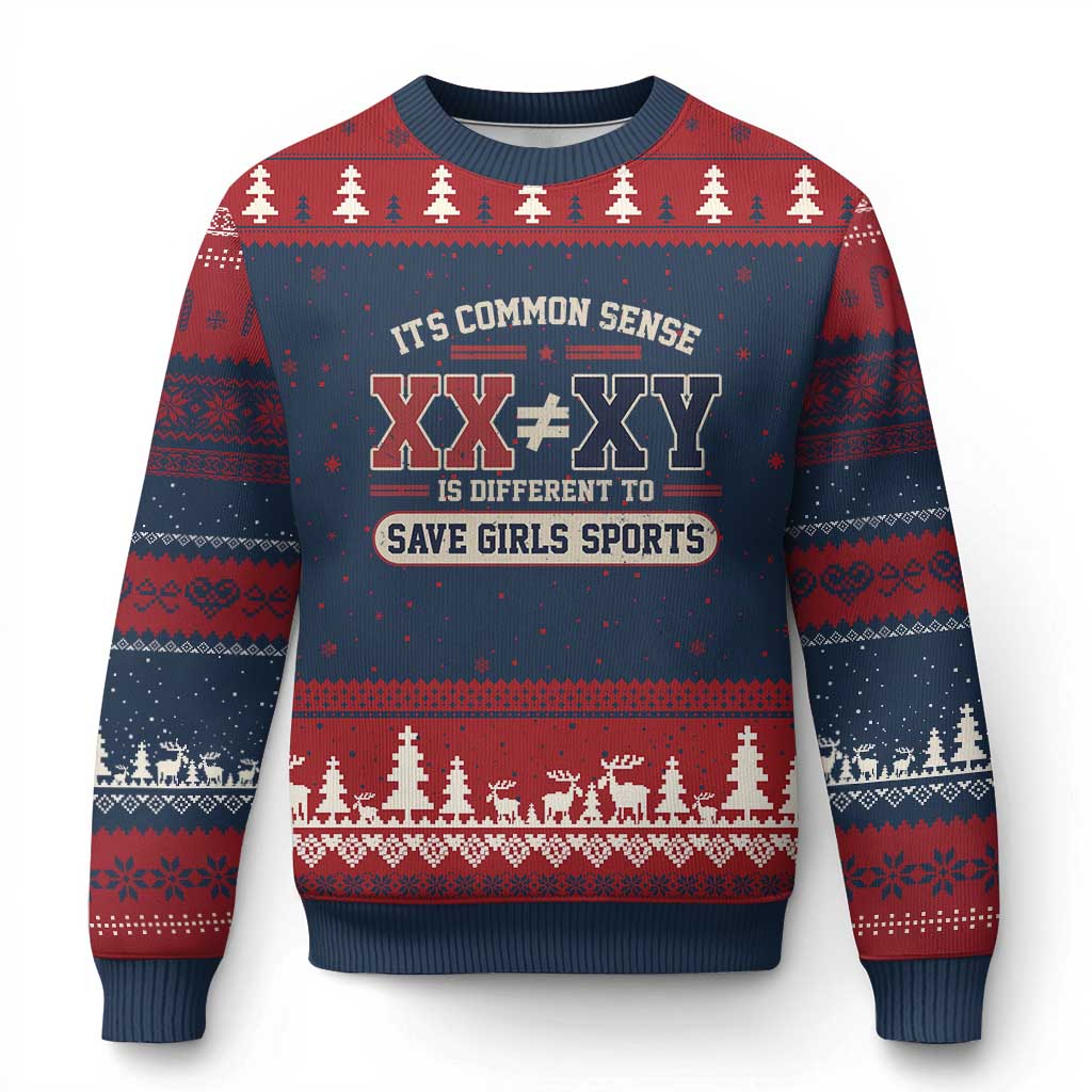 Save Girls Sports XX Does Not Equal XY Ugly Christmas Sweater Biological Science Vintage Varsity Athletic Graphic