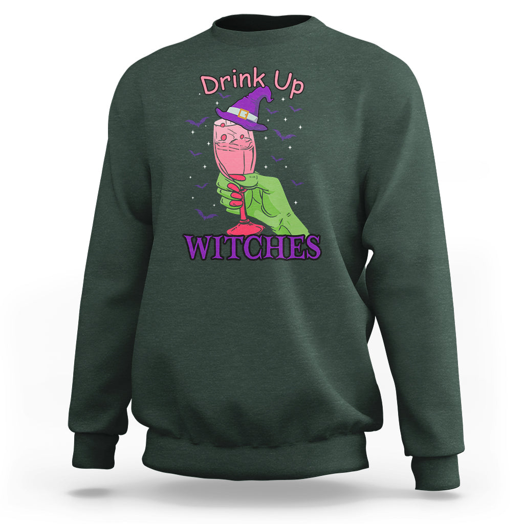 Drinking Witch Sweatshirt Drink Up Witches Wine Lover - Wonder Print Shop