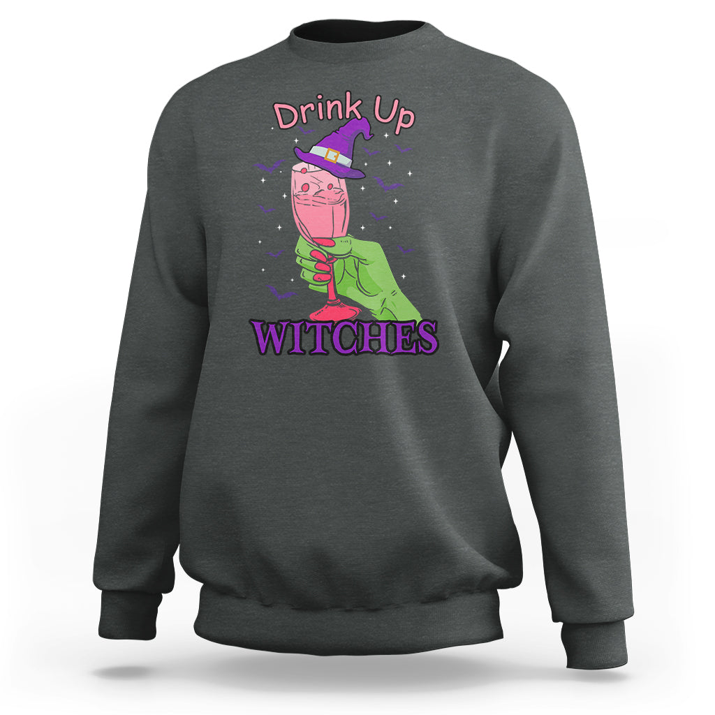 Drinking Witch Sweatshirt Drink Up Witches Wine Lover - Wonder Print Shop