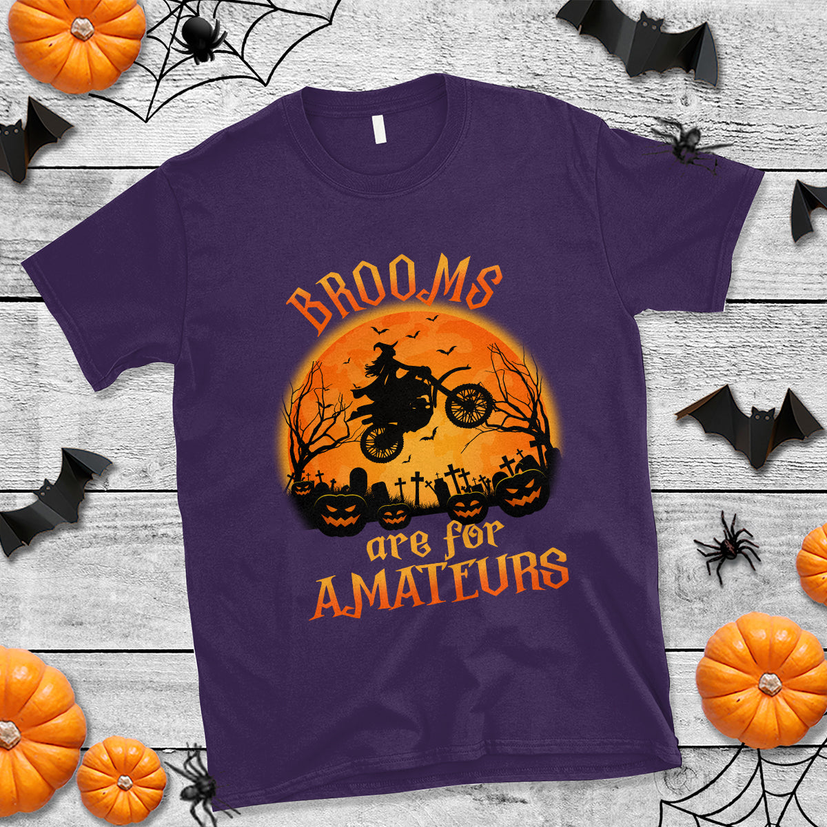 Riding Witch T Shirt Brooms Are For Amateurs Funny Motorbiker - Wonder Print Shop