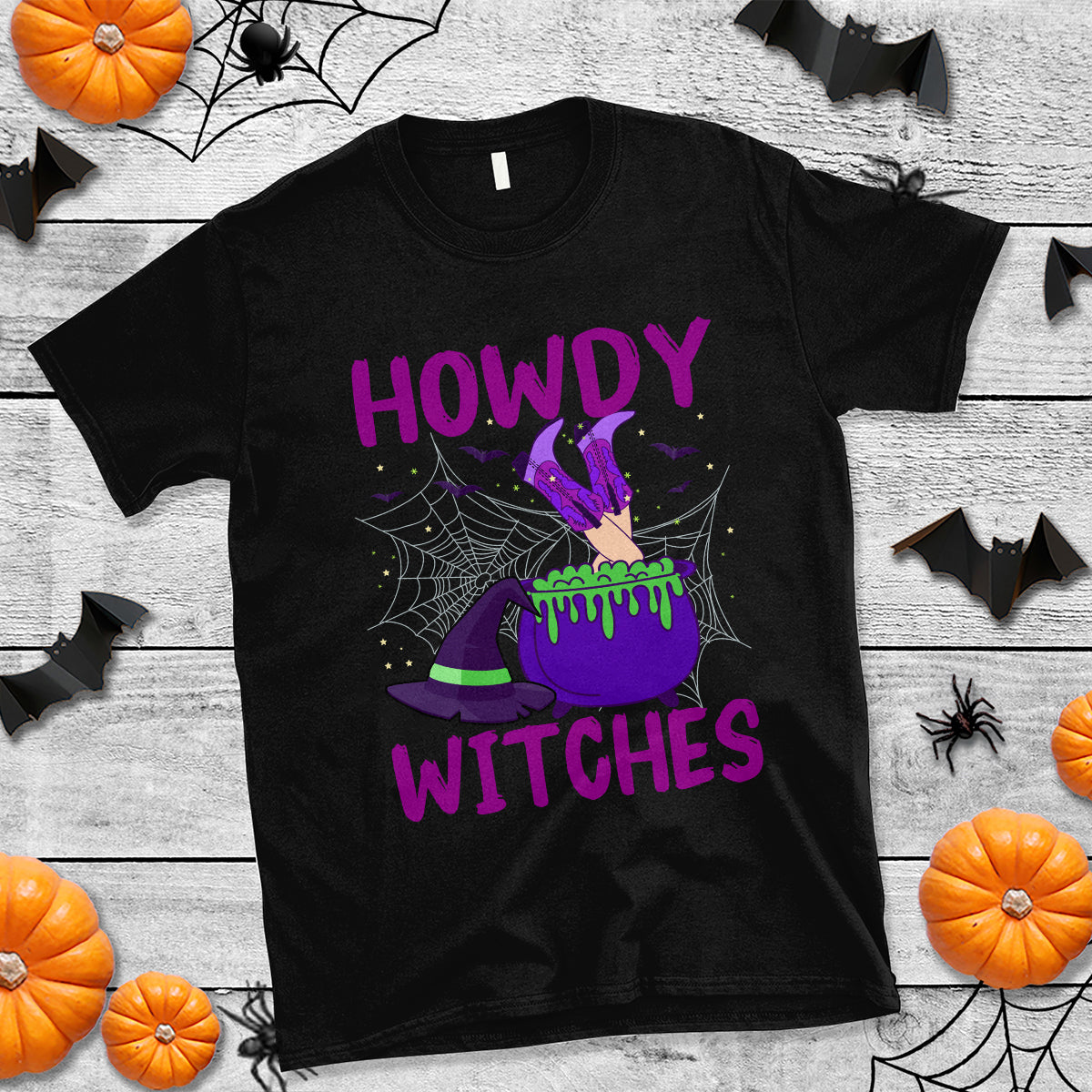 Halloween Witch T Shirt Howdy Witches Western Cowgirl - Wonder Print Shop