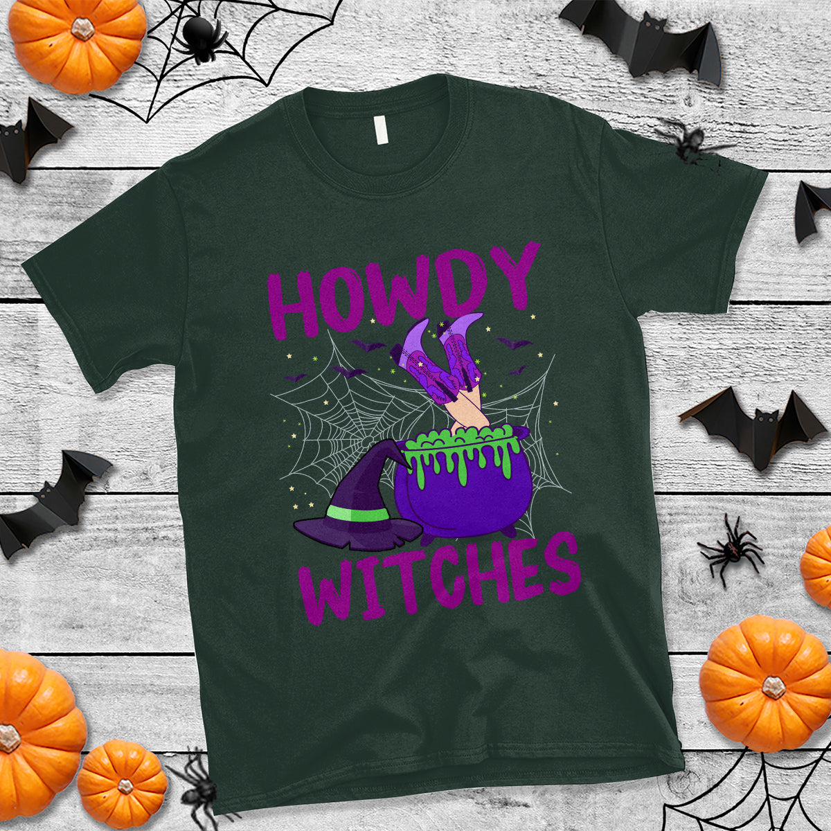 Halloween Witch T Shirt Howdy Witches Western Cowgirl - Wonder Print Shop