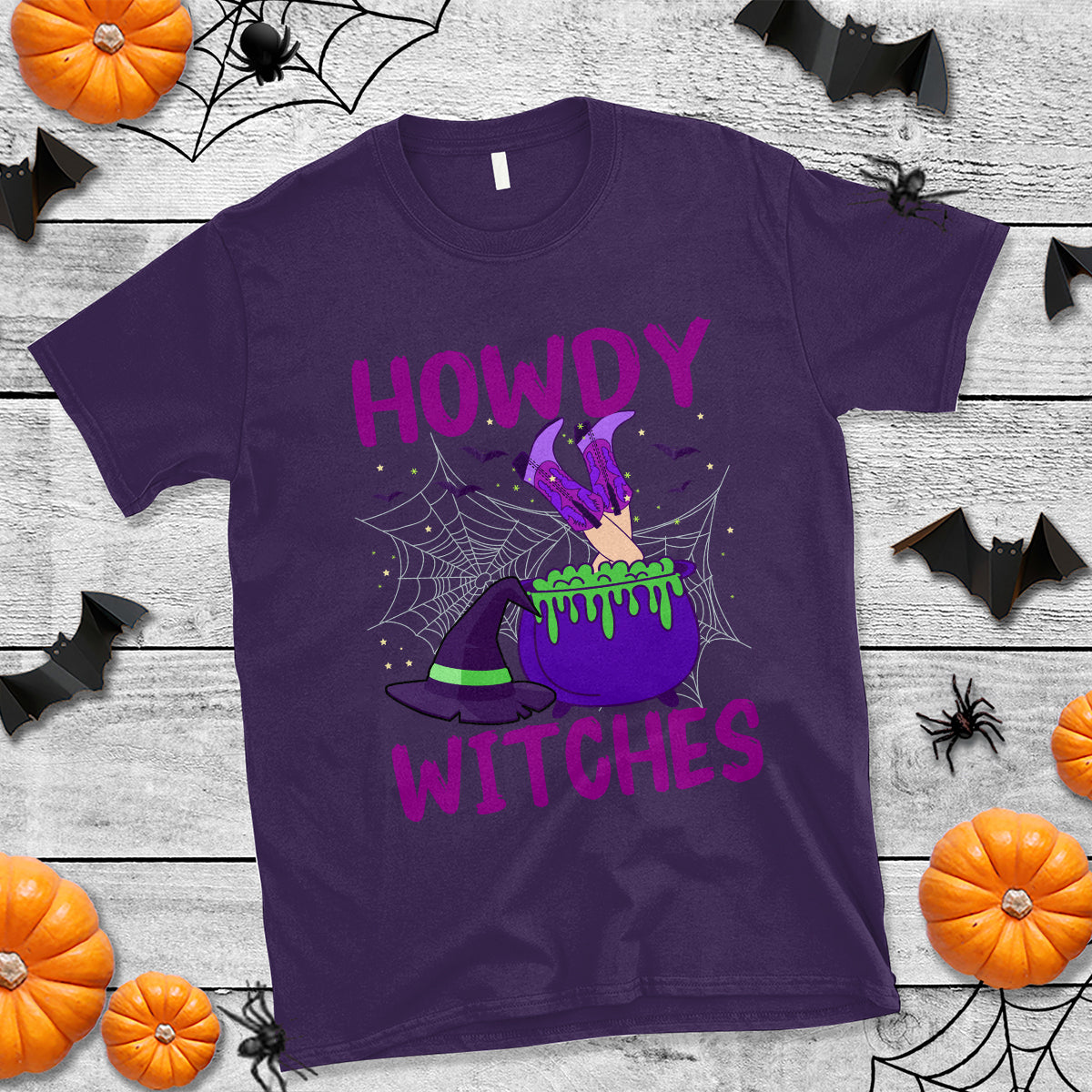 Halloween Witch T Shirt Howdy Witches Western Cowgirl - Wonder Print Shop