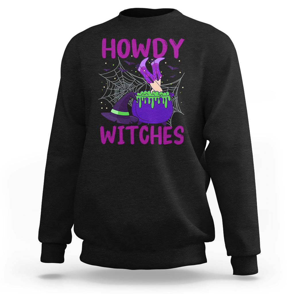 Halloween Witch Sweatshirt Howdy Witches Western Cowgirl - Wonder Print Shop